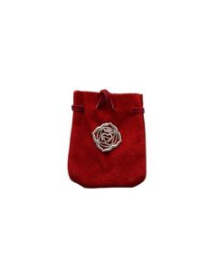 Suede Zakje Rood Met Chakra Symbool 3.2x2.75 inch