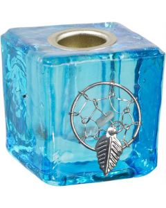 Glas Kubus Mini Kaarshouder-Aqua + Dromenvanger