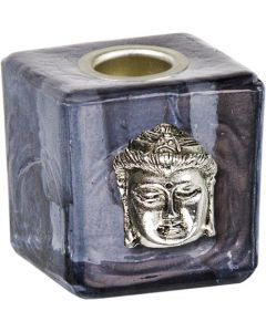 Glas Kubus Mini Kaarshouder-Zwart + Buddha
