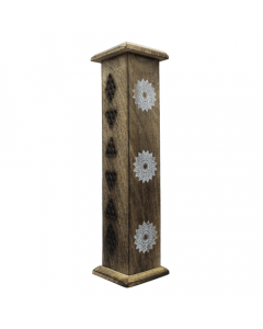 Wooden Tower Incense Holder with Mandala