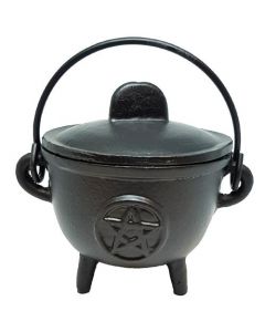 Cast Iron Cauldron Pentacle Black 14.5x13 cm