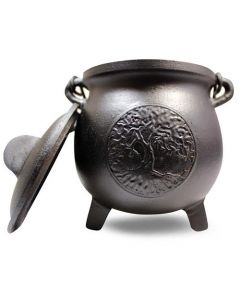 Cast Iron Cauldron Tree Of Life Black 17 x 19 cm