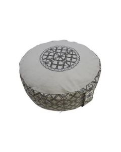 Meditation Cushion met Borduurwerk - Donkergrijs