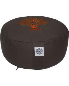 Meditation Cushion Round Dyded Cotton Yoga Tree Orange