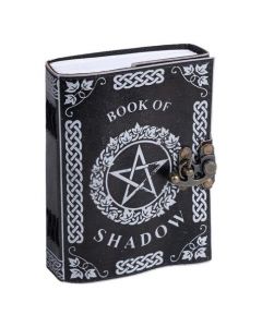 Leather Journal Black White Pentacle with sliding lock