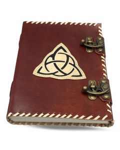 Vintage Leren Dagboek Triquetra met dubbel schuifslot