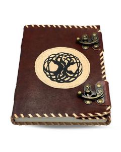 Vintage Leren Dagboek Tree of Life met dubbel schuifslot