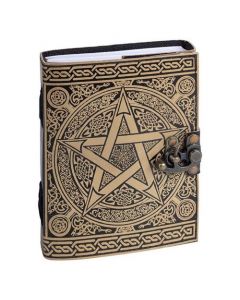 Leather Journal Black Pentagram with lock