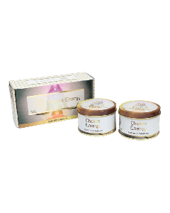 Fleur de Vie Chakra Energie geurkaarsen in blik set van 2