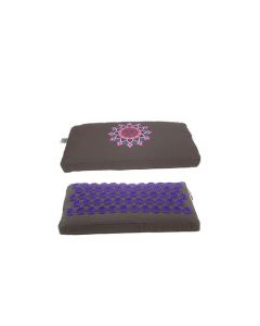 Acupresure Neck Pillow Grey With Purple Spike (Om Lotus)