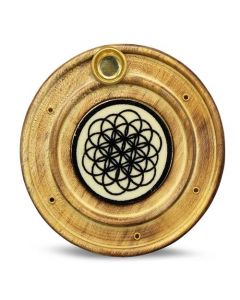 Houten wierookhouder Bloem des Levens 10 cm