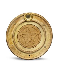 Houten wierookhouder Pentagram 10 cm