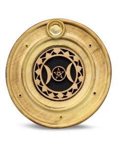 Houten wierookhouder drievoudige maan 10 cm