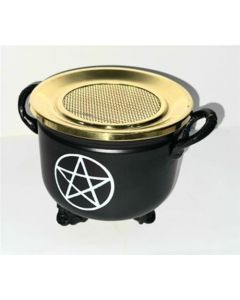 Black Cauldron Pentagram 10x11cm with brass lid