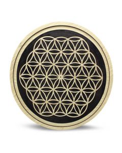 Tray crystal grid made of wood Flower of Life