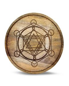 Crystal grid of Mango wood Metatron symbol