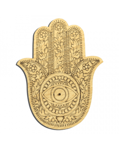 Hamsa hand gegraveerd in hout