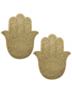 Wooden Engraving Hamsa Hand 30x25cm Set of 2 pcs