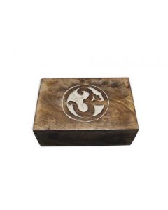 OM - handcrafted wooden tarotbox white wash