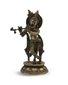 Messing Krishan Met Flute 25Cm
