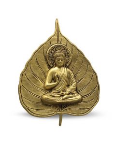 Buddha on Leaf Hanging (Green with Yellow Powder Finish)