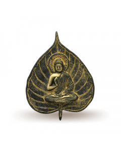 Buddha on Leaf Hanging (Gold with Black Finish)