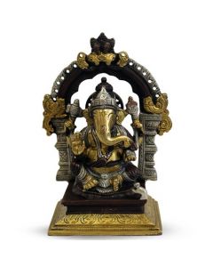 Ganesh Sitting Yelli Ring On Sq. Base (South Brass Finish)7"