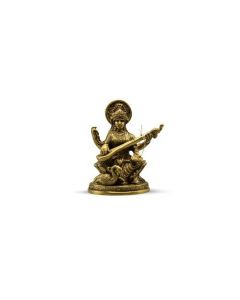 Saraswati Zitten Op Lotus Met Zwaan 5 inch
