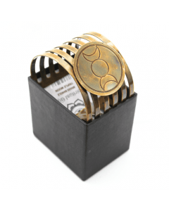 Brass Bangle Bracelet Triple Moon