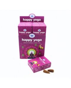 Green Tree Happy Yoga Backflow Incense Cones (set of 12)