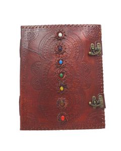 Leather Mandala Journal 7 stones 25x33cm