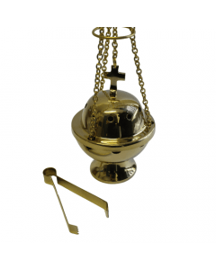 Incense Burner Chain, Cup & Tong – Brass Polish