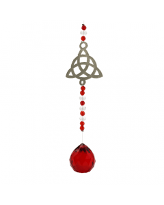 Suncatcher Hanging Red Beads Triquetra