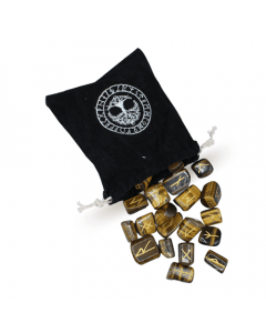Tiger Eye Runes Viking with Bag 25 pcs