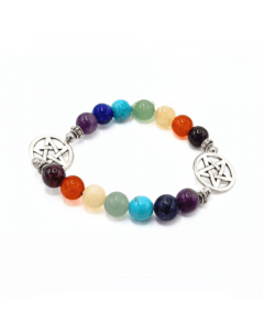 7 Chakra Beads Bracelet with Pentacle Pendant